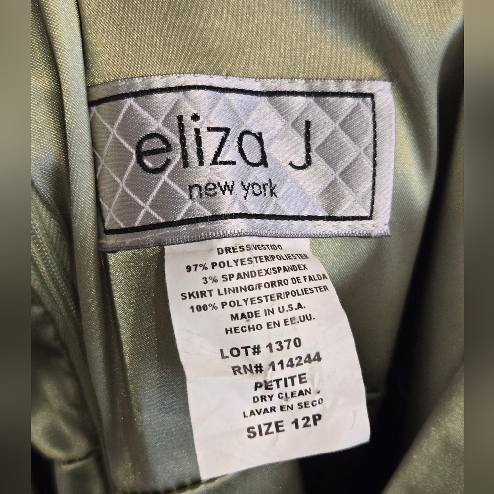Eliza J New York Satin Midi Dress in Olive Green - Picture 7 of 10